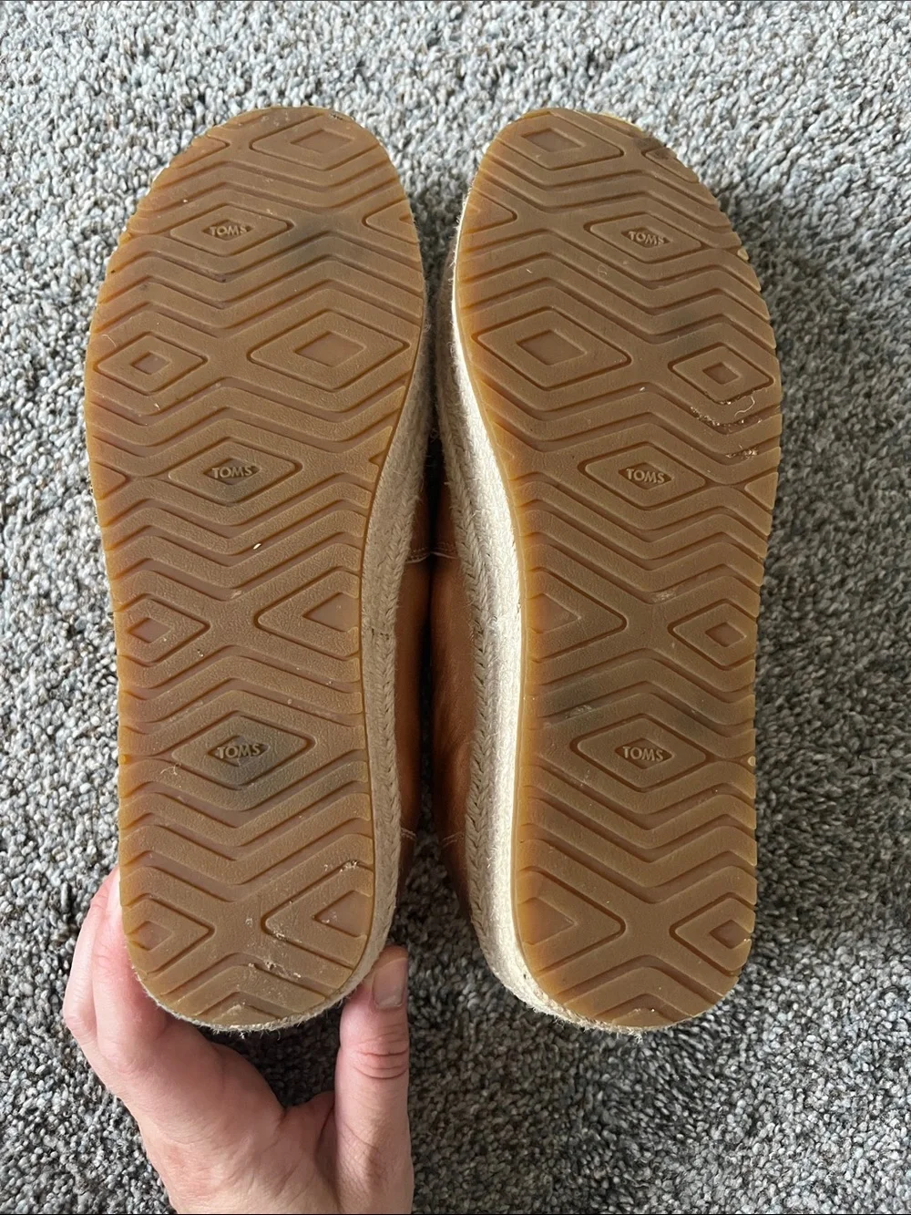 TOMS Metallic Rose Gold Espadrille Slip-On Platform size 7.5